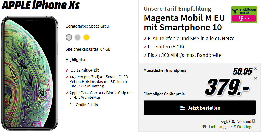 iPhone Xs mit Vertrag - Die besten Tarife bei Media Markt ...